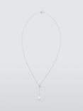 Lido Oval Freshwater Pearl Drop Necklace, Silver