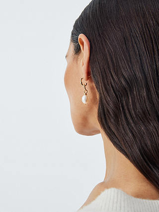Lido Freshwater Pearl Open Ring Drop Earrings, Gold