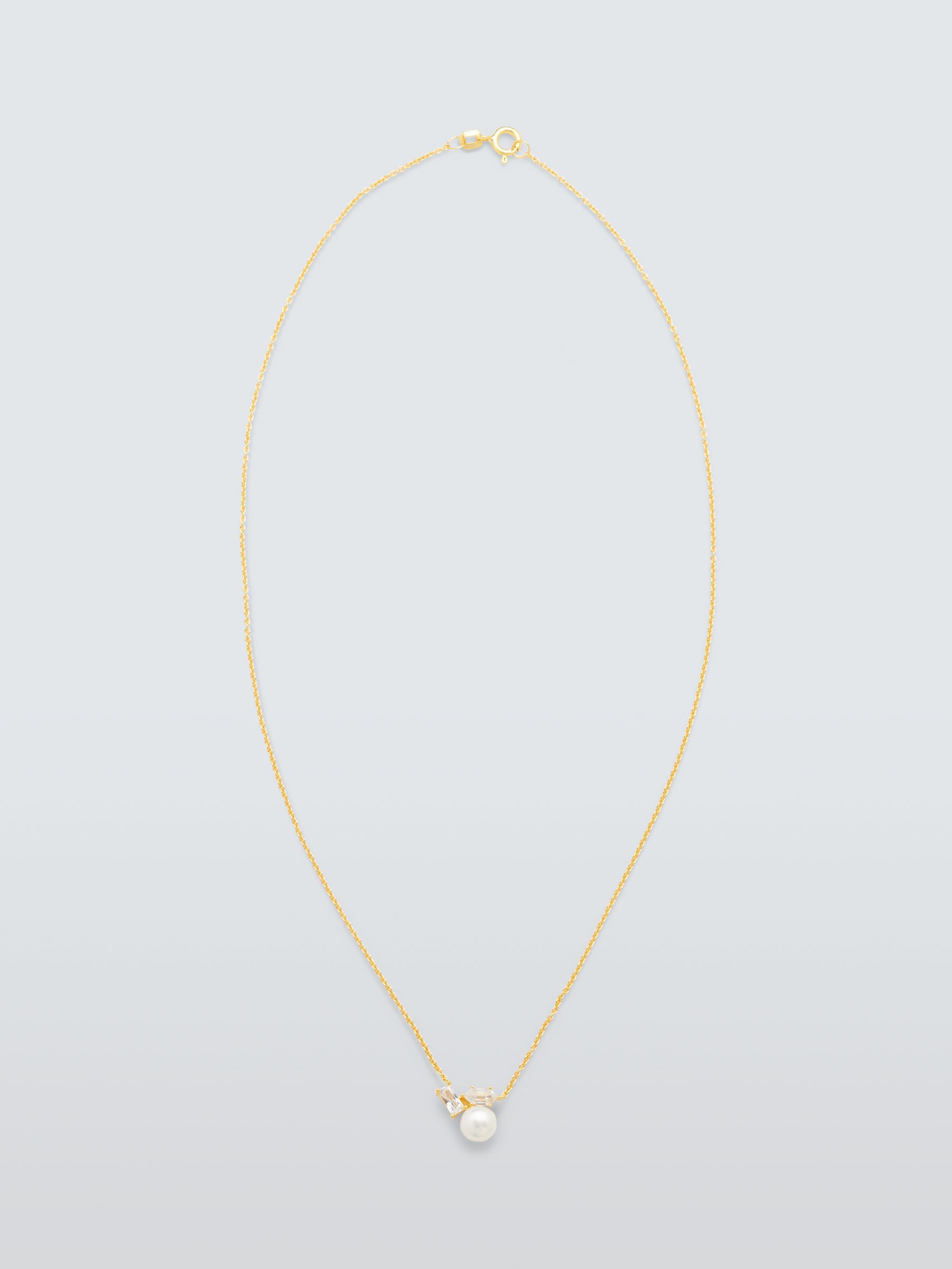Buy Lido Freshwater Pearl Hexagon and Baguette Cubic Zirconia Pendant Necklace Online at johnlewis.com