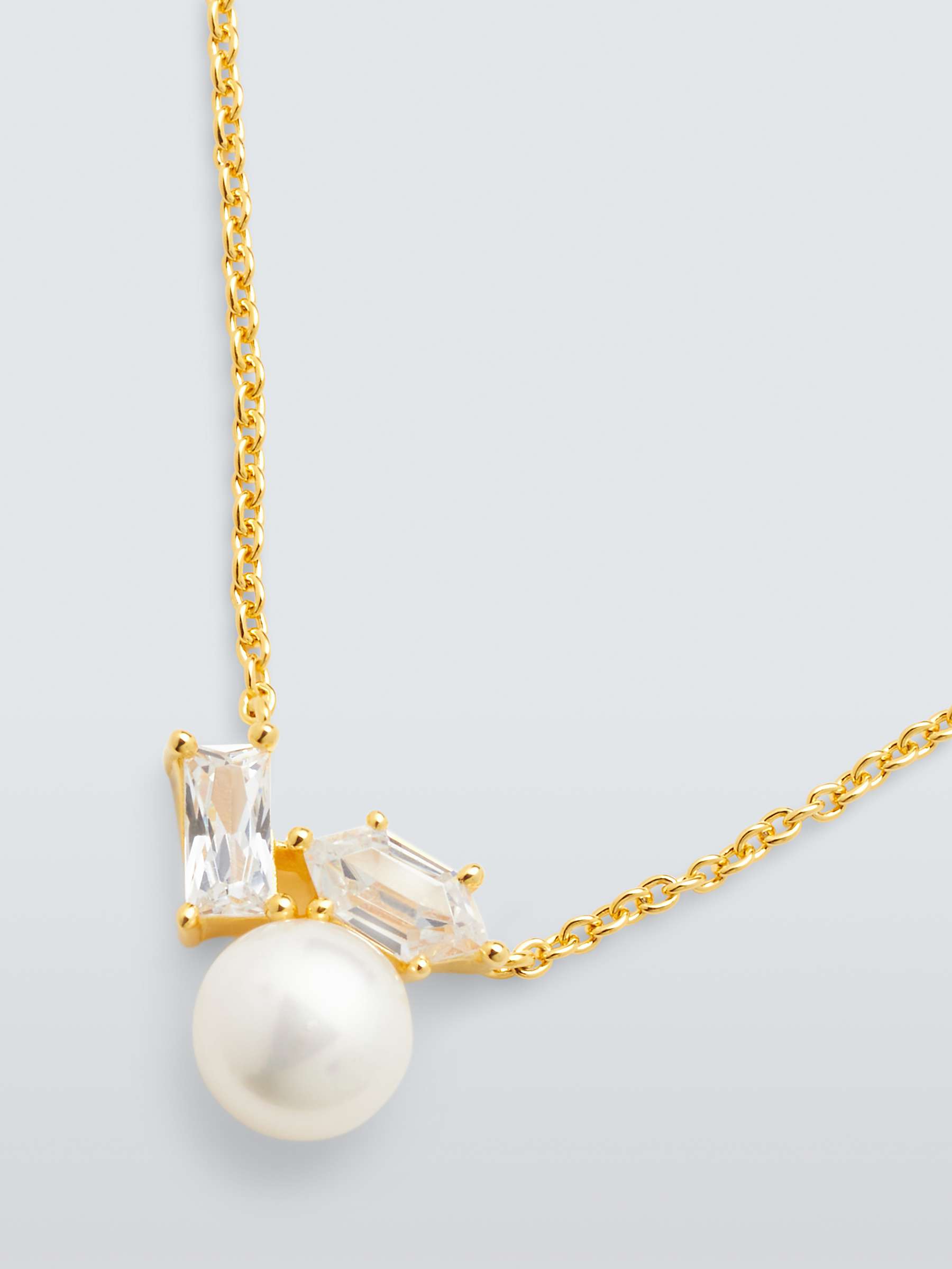 Buy Lido Freshwater Pearl Hexagon and Baguette Cubic Zirconia Pendant Necklace Online at johnlewis.com