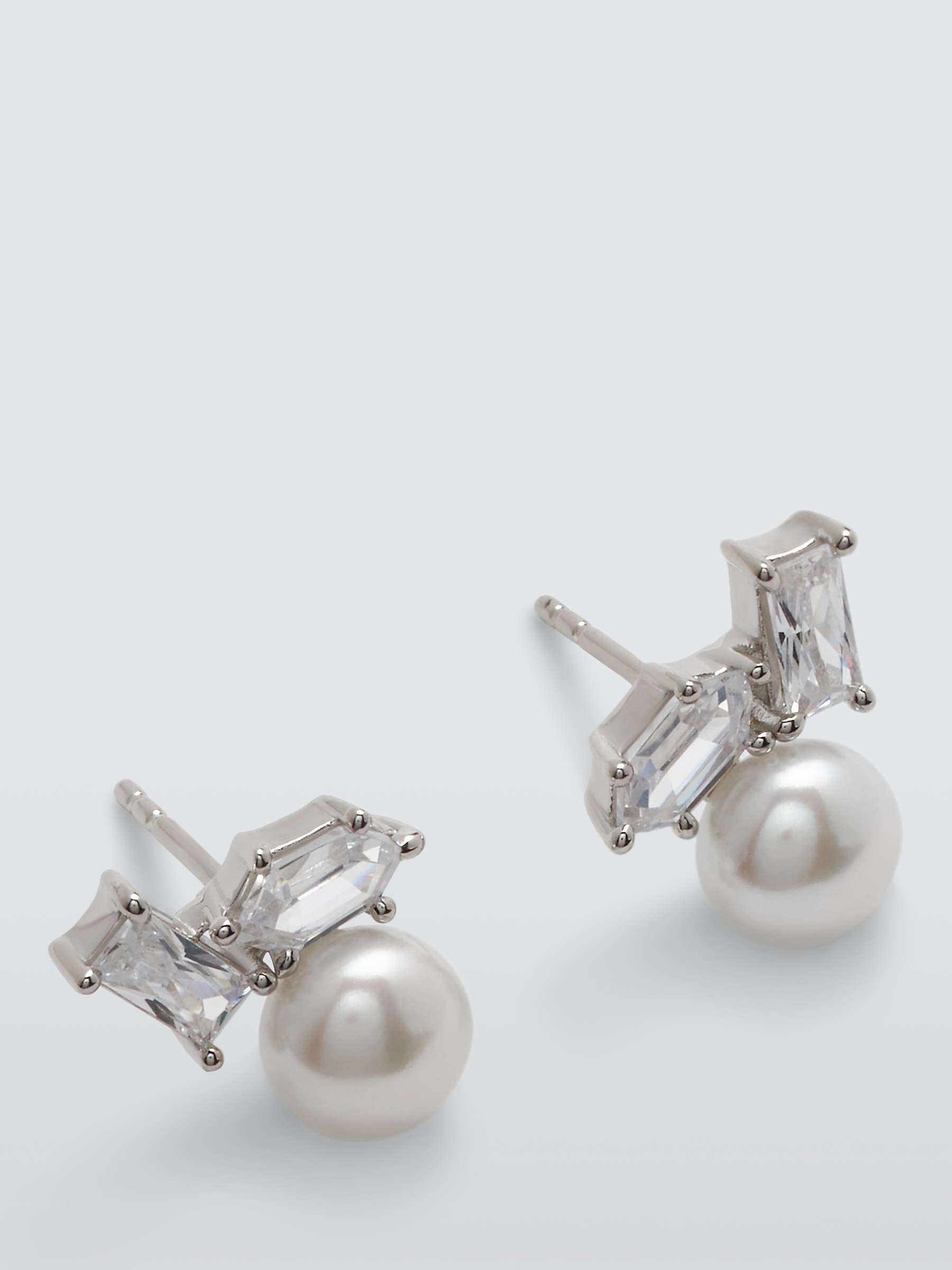 Buy Lido Freshwater Pearl Hexagon and Baguette Cubic Zirconia Stud Earrings Online at johnlewis.com