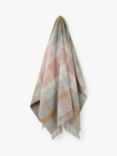 Bronte by Moon Classic Check British Wool Throw, Silver/Pink