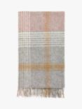 Bronte by Moon Classic Check British Wool Throw, Silver/Pink