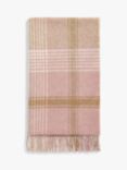 Bronte by Moon Classic Check British Wool Throw, Pink/Camel