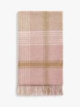 Bronte by Moon Classic Check British Wool Throw, Pink/Caramel