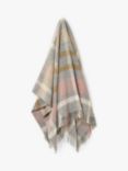 Bronte by Moon Contemporary Check British Wool Throw, Silver/Pink