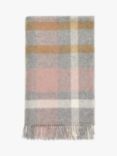 Bronte by Moon Contemporary Check British Wool Throw, Silver/Pink