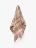 Bronte by Moon Contemporary Check British Wool Throw, Pink/Camel
