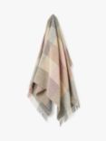 Bronte by Moon Block Check British Wool Throw, Silver/Pink