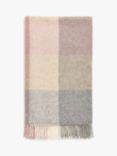 Bronte by Moon Block Check British Wool Throw, Silver/Pink