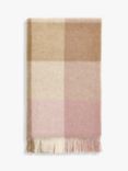 Bronte by Moon British Wool Block Check Throw, Pink/Camel