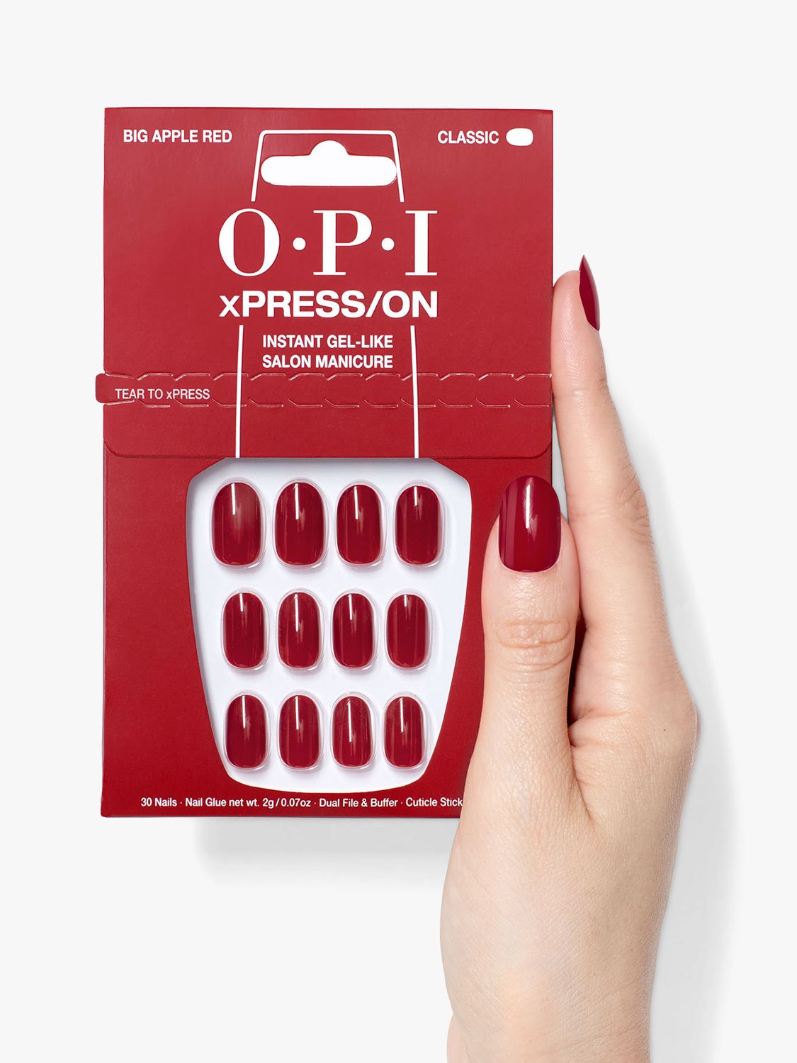 OPI xPRESS/ON Artificial Nails, Big Apple Red at John Lewis & Partners