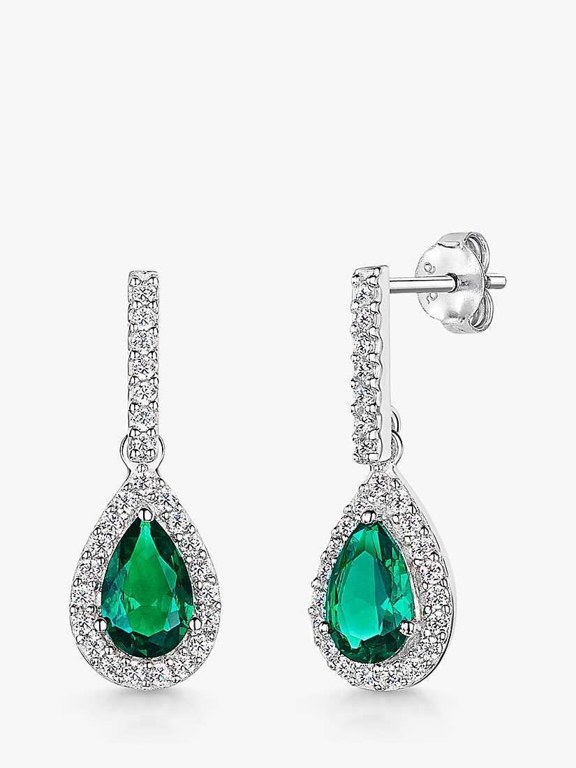Buy Jools by Jenny Brown Cubic Zirconia Halo Drop Earrings, Green/Silver Online at johnlewis.com
