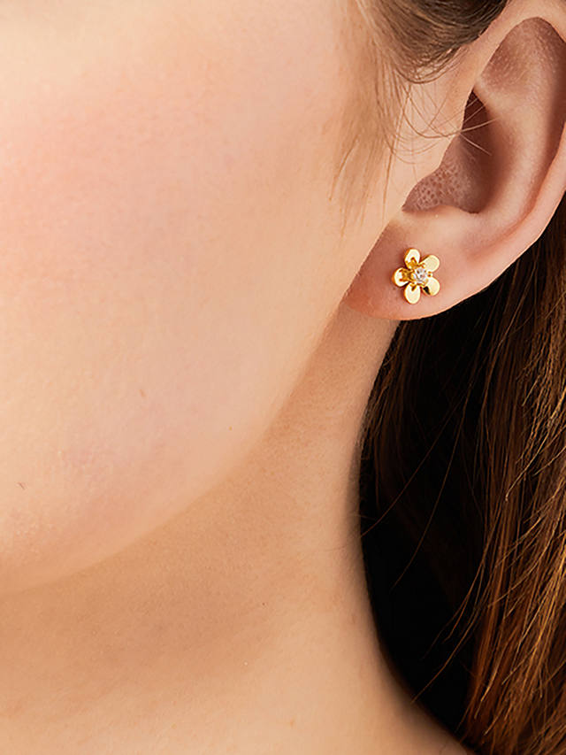 Jools by Jenny Brown Cubic Zirconia Flower Stud Earrings, Gold