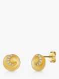 Jools by Jenny Brown Cubic Zirconia Swirl Satin Finish Stud Earrings, Gold