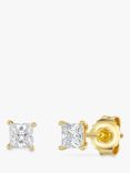 Jools by Jenny Brown 4mm Square Cubic Zirconia Stud Earrings, Gold