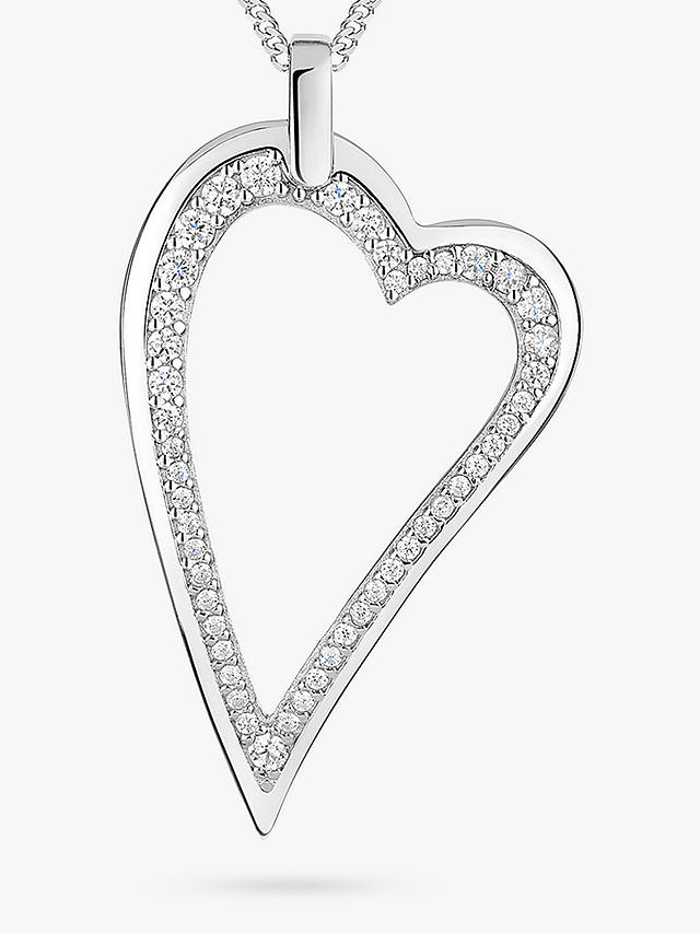 Jools by Jenny Brown Small Cubic Zirconia Dali Heart Pendant Necklace, Silver