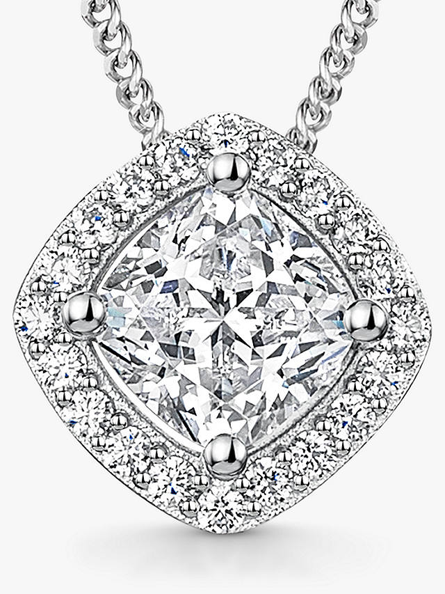 Jools by Jenny Brown Small Cushion Cut Cubic Zirconia Halo Pendant Necklace, Silver