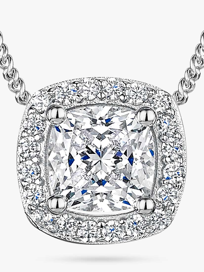 Buy Jools by Jenny Brown Small Cushion Cut Cubic Zirconia Halo Pendant Necklace, Silver Online at johnlewis.com