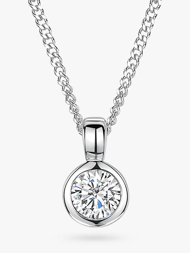 Jools by Jenny Brown 4mm Cubic Zirconia Rubover Pendant Necklace, Silver