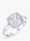 Jools by Jenny Brown Cushion Cut Cubic Zirconia Halo Ring, Silver