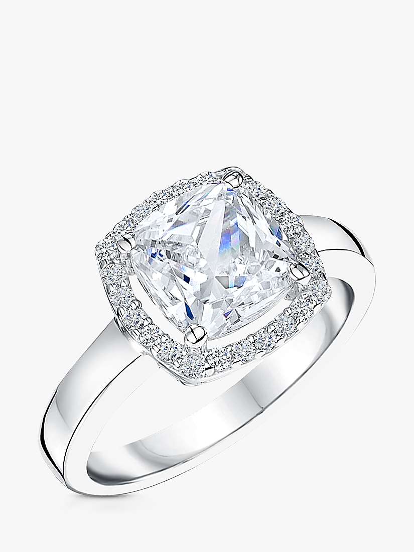 Buy Jools by Jenny Brown Cushion Cut Cubic Zirconia Halo Ring, Silver Online at johnlewis.com