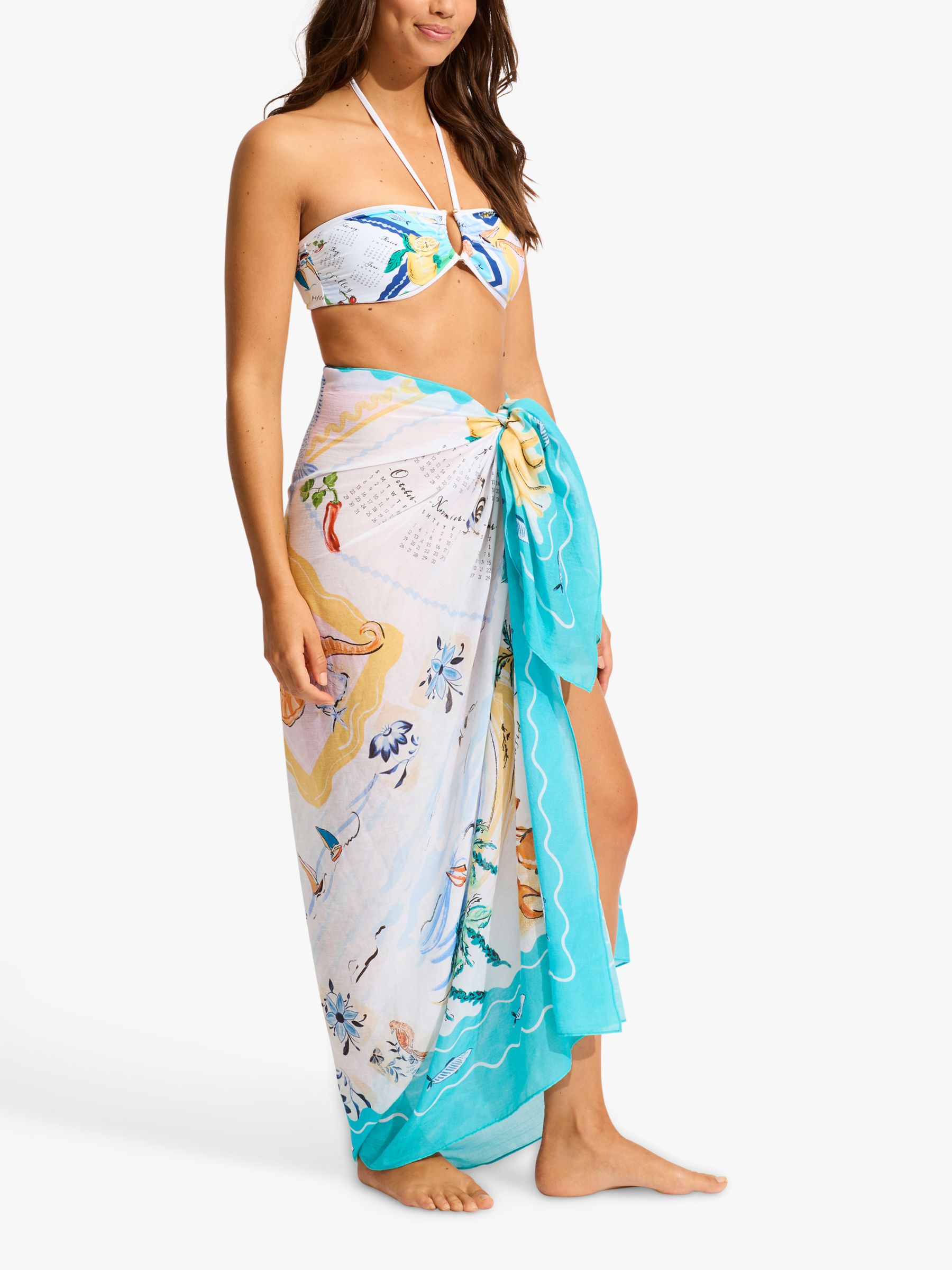 Buy Seafolly Wish Cotton Sarong, Atoll Blue Online at johnlewis.com