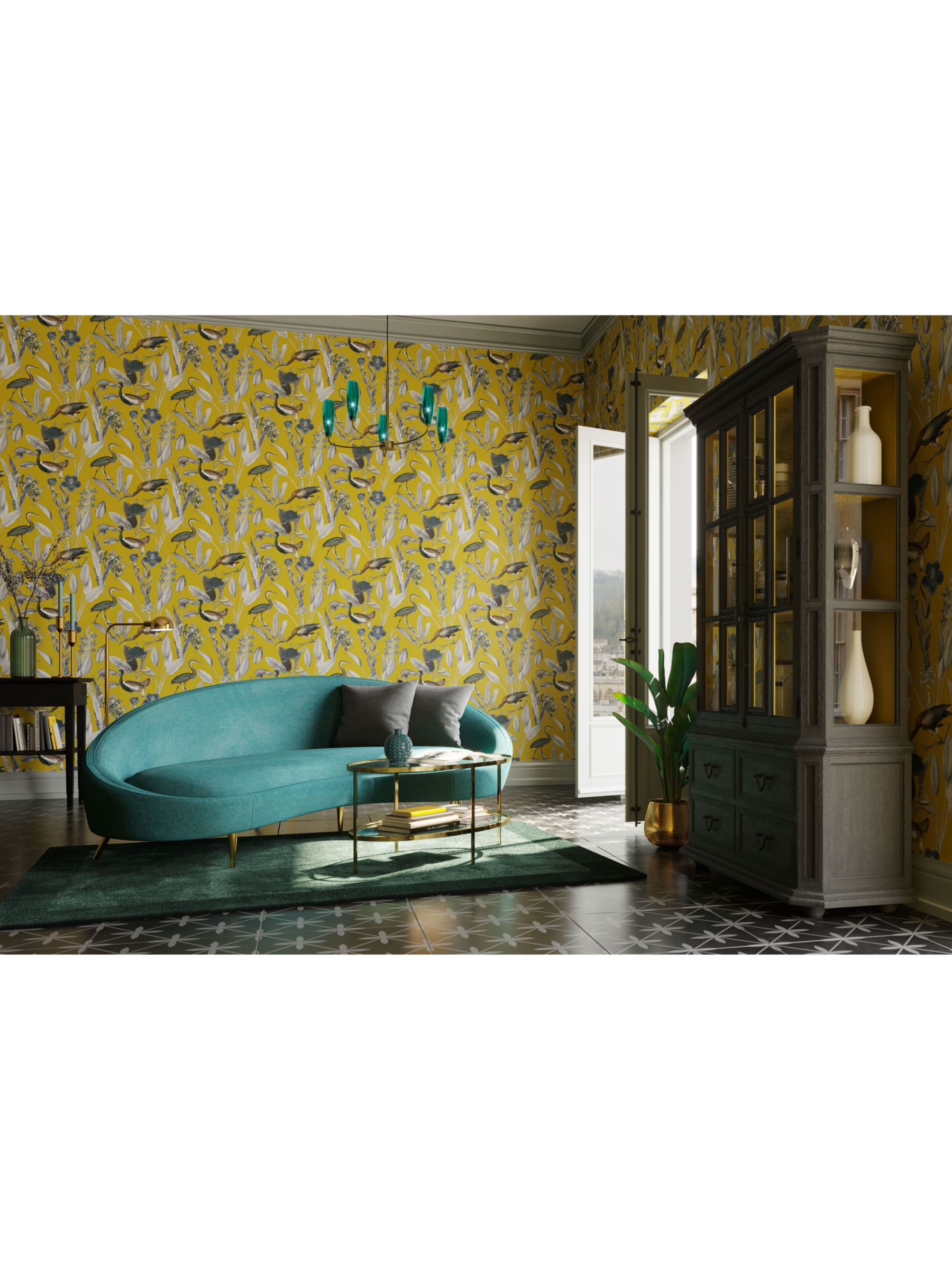 Graham & Brown Glasshouse Flora Amethyst Wallpaper, Mustard