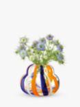 LSA International Folk Glass Vase, H19cm, Orange/Blue