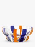 LSA International Folk Decorative Glass Bowl, 23.8cm, Blue/Orange