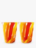 LSA International Folk Glass Tumbler, 280ml, Set of 2, Red/Orange