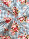 Viscount Textiles Gingham & Roses Cotton Lawn Fabric, Multi