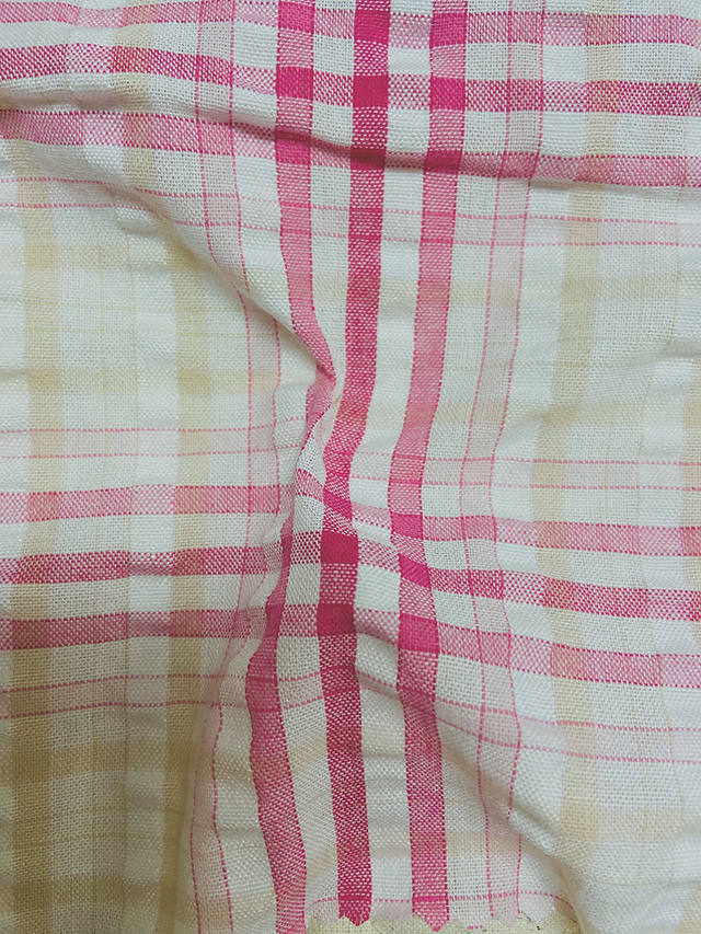 Viscount Textiles Gingham Cotton Seersucker Fabric, Pink