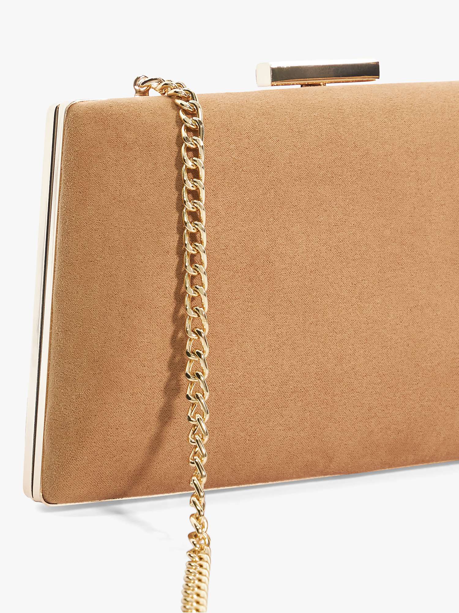 Buy Dune Bellaria Angled Frame Fabric Box Clutch Bag, Camel Online at johnlewis.com
