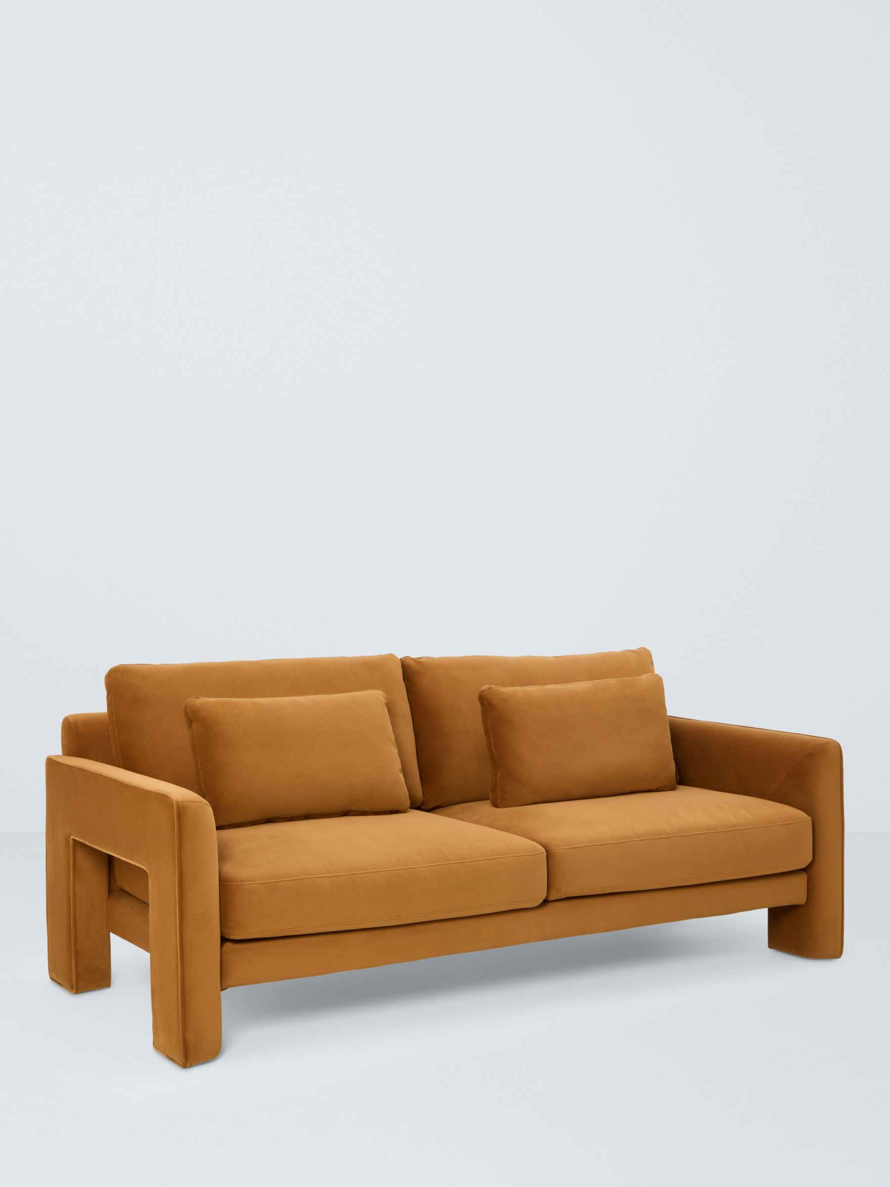 Blocky Range, John Lewis Blocky Large 3 Seater Sofa, Caramel Velvet