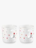 Le Creuset Stoneware Mini Hearts Mug, Set of 2, 350ml, White/Pink