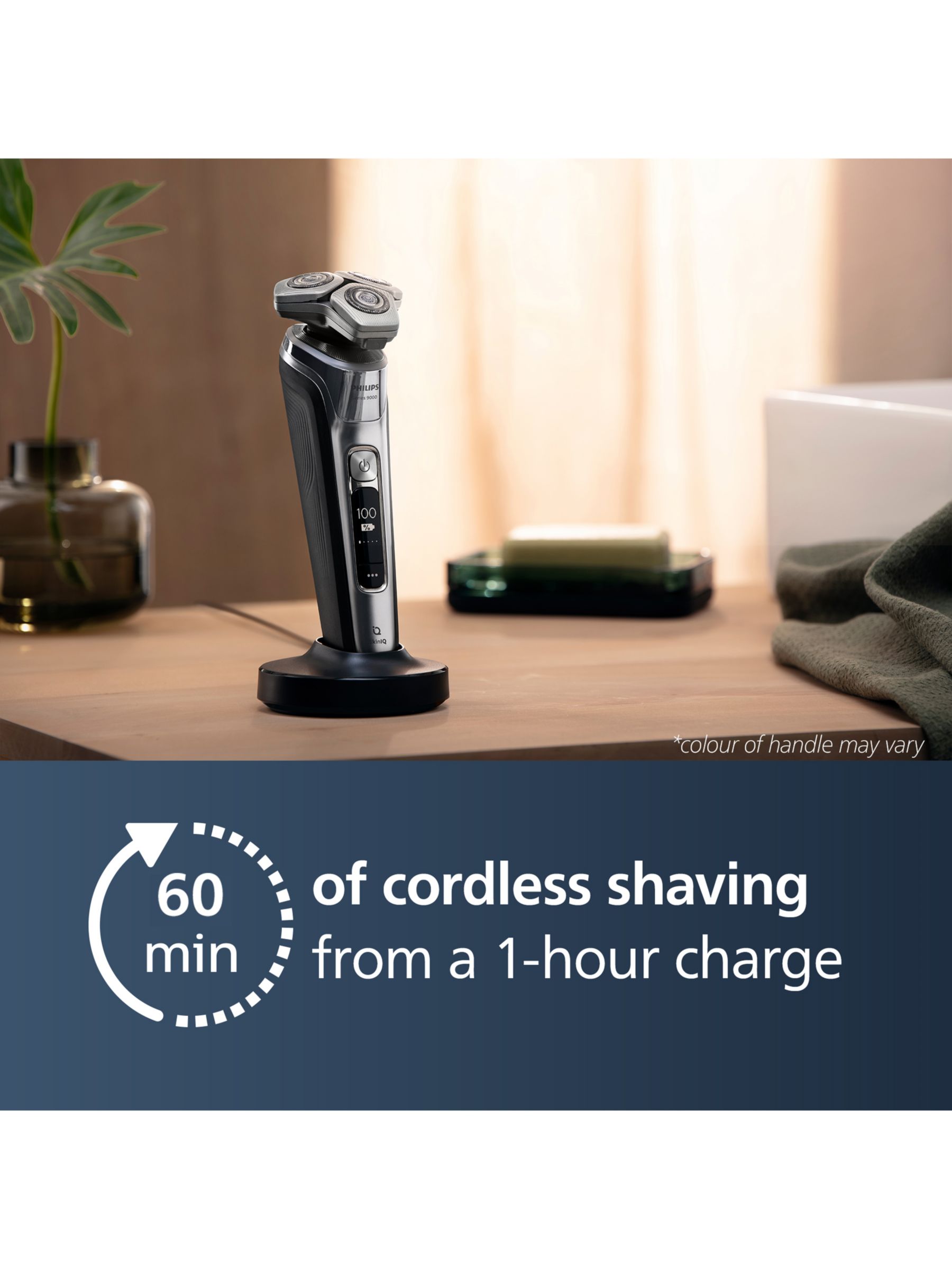 Philips Series 9000 S9974/35 Wet & Dry Electric Shaver with SkinIQ Technology, Charging Stand & Travel Case, Dark Chrome