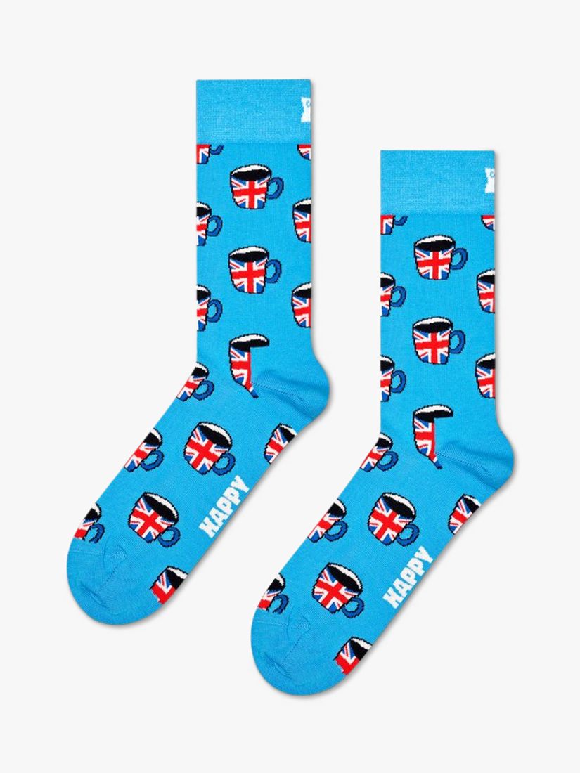 Buy Happy Socks British Tea Socks, Blue/Multi Online at johnlewis.com