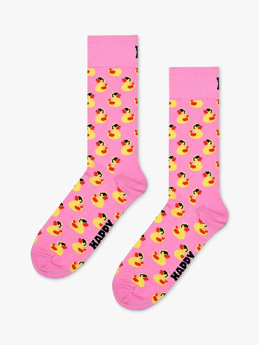 Buy Happy Socks Rubber Duck Socks, One Size, Pink/Multi Online at johnlewis.com