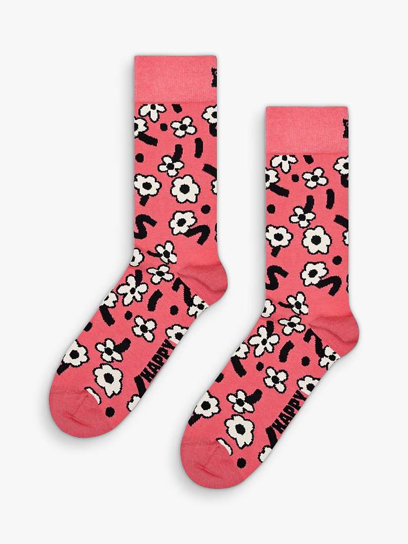Buy Happy Socks Dancing Flowers Socks, One Size, Dark Pink/Multi Online at johnlewis.com