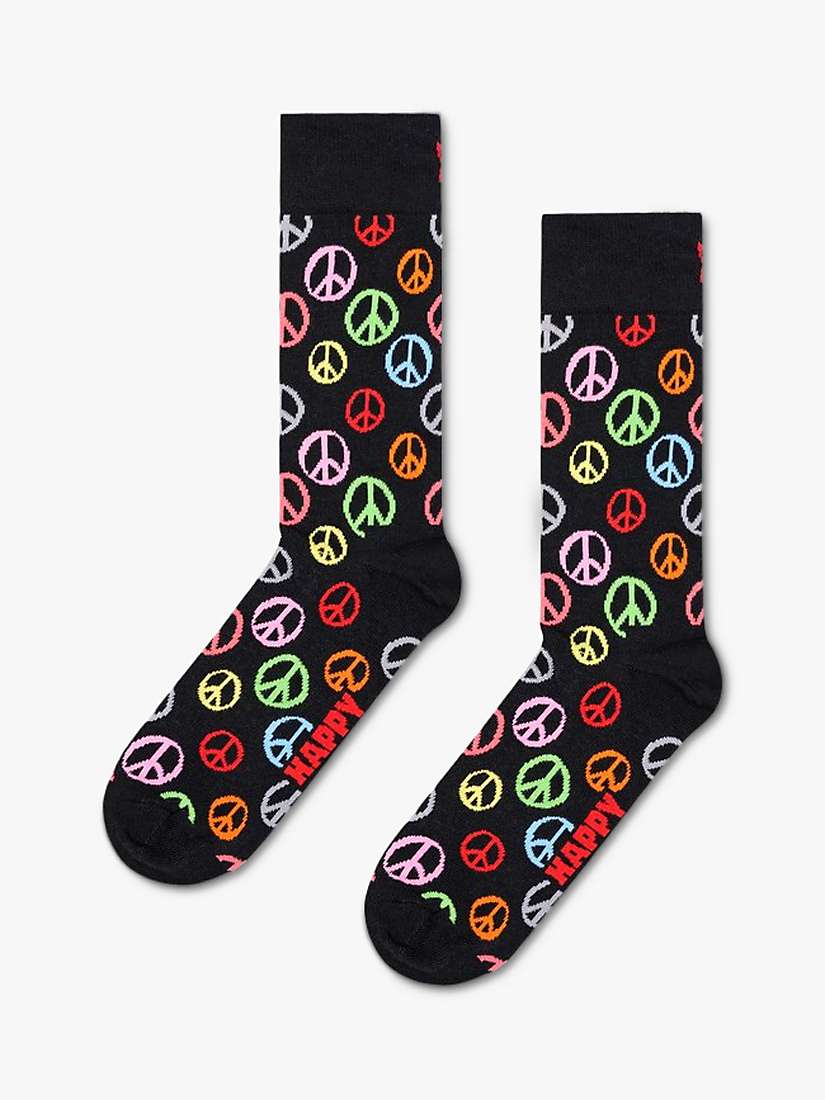 Buy Happy Socks Peace Socks, One Size, Black/Multi Online at johnlewis.com
