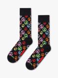 Happy Socks Peace Socks, One Size, Black/Multi
