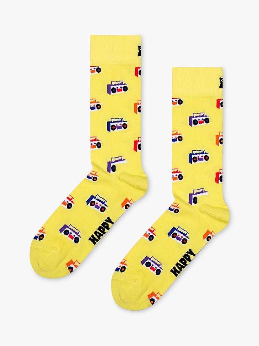 Buy Happy Socks Boombox Socks, One Size, Yellow/Multi Online at johnlewis.com