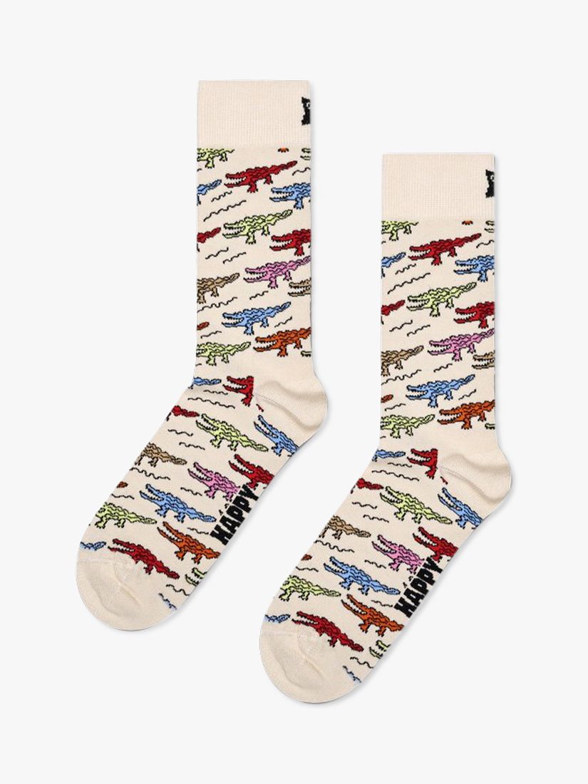 Buy Happy Socks Crocodile Socks, One Size, Beige/Multi Online at johnlewis.com