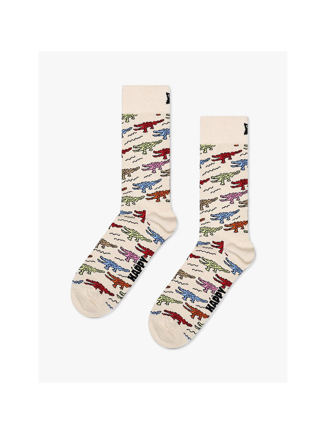 Happy Socks Crocodile Socks, One Size, Beige/Multi