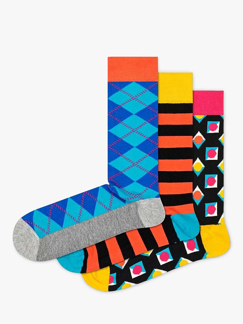 Buy Happy Socks Argyle, Stripe And Geometric Print Socks, Pack of 3, Multi Online at johnlewis.com