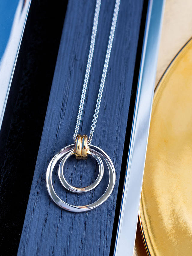 Kit Heath Linked Double Circle Pendant Necklace, Silver/Gold