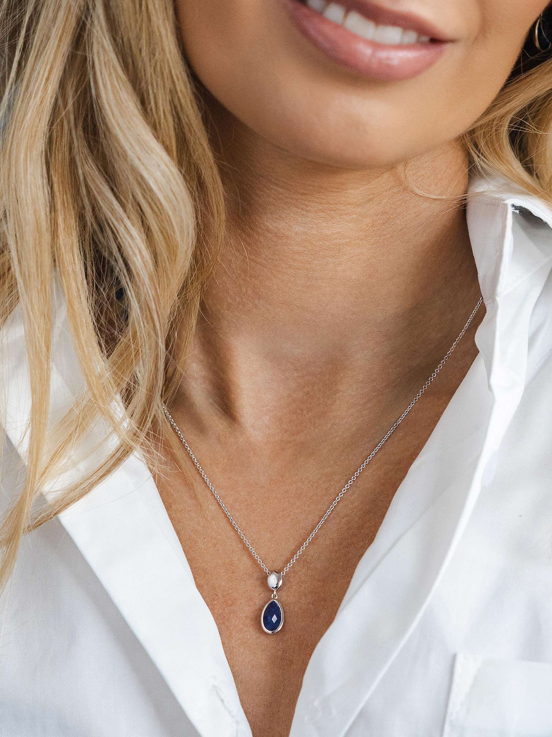 Buy Kit Heath Coast Pebble And Lapis Lazuli Gemstone Necklace, Silver Online at johnlewis.com