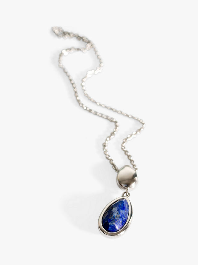 Kit Heath Coast Pebble And Lapis Lazuli Gemstone Necklace, Silver