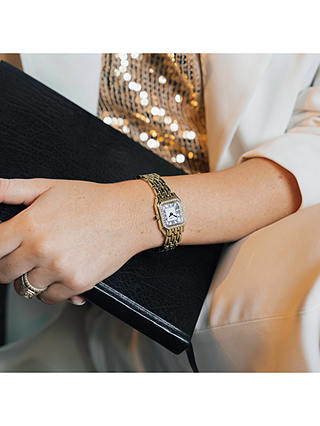 Sekonda Women's Monica Crystal Rectangle Dial Bracelet Strap Watch, Gold